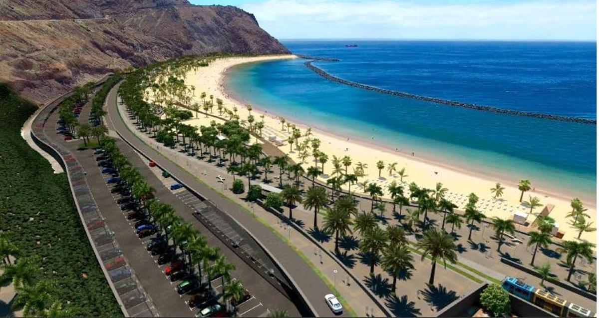 Infografía de la transformación prevista en la playa de Las Teresitas, en Santa Cruz de Tenerife.