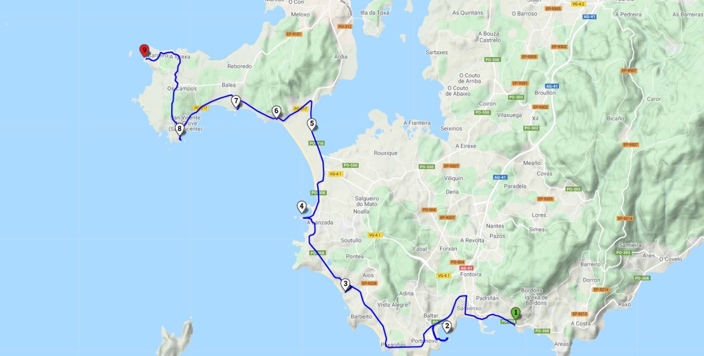 La ruta que parte desde Sanxenxo.