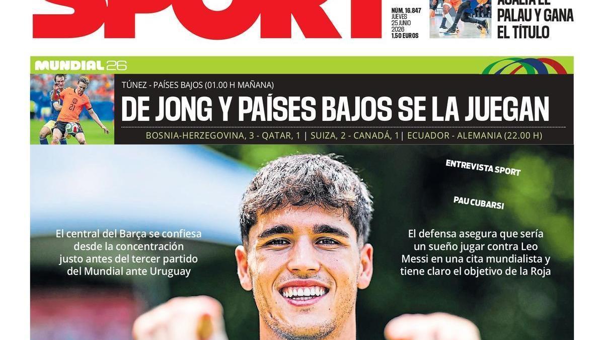 La portada de SPORT de hoy, jueves 25 de junio de 2026