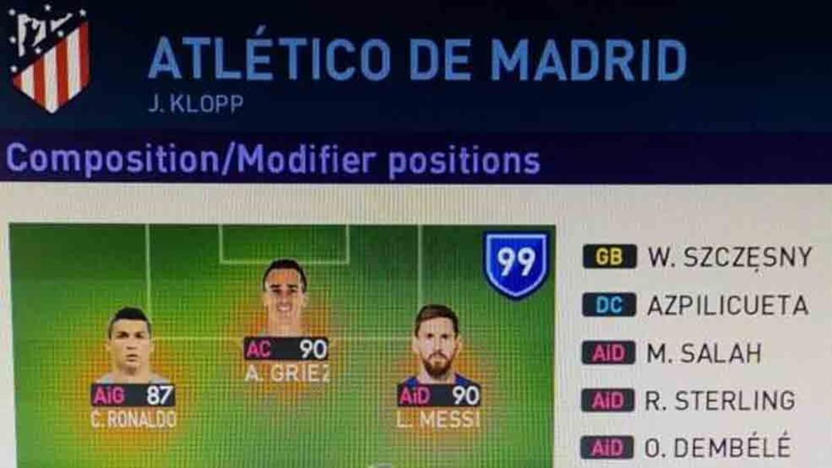 La delantera del equipo de Antoine Griezmann en el PES19