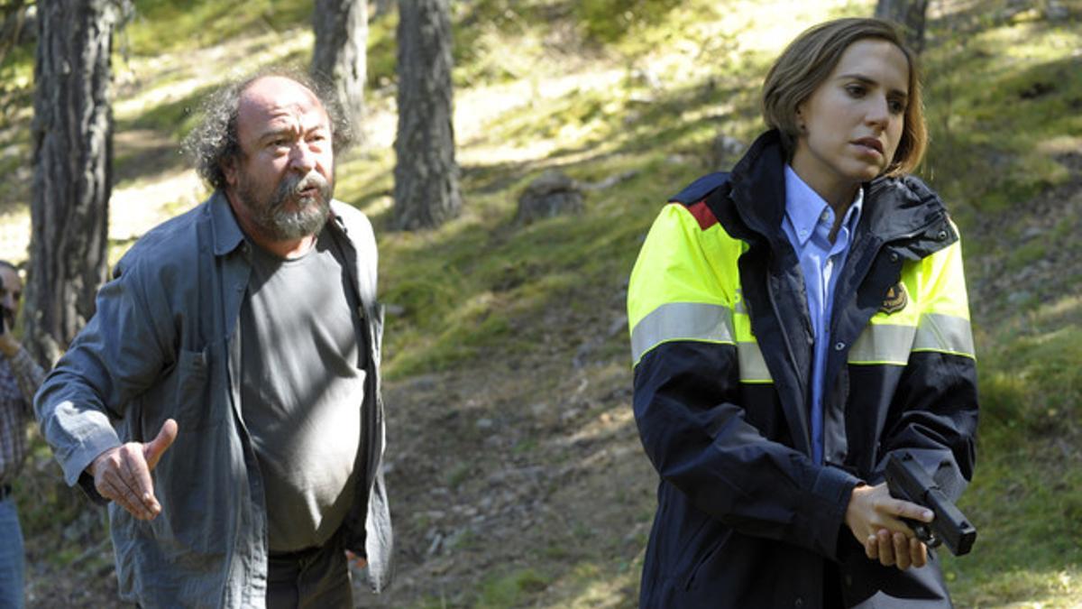 Rodaje de la serie 'Gran nord', con Aina Clotet y Pep Cruz.