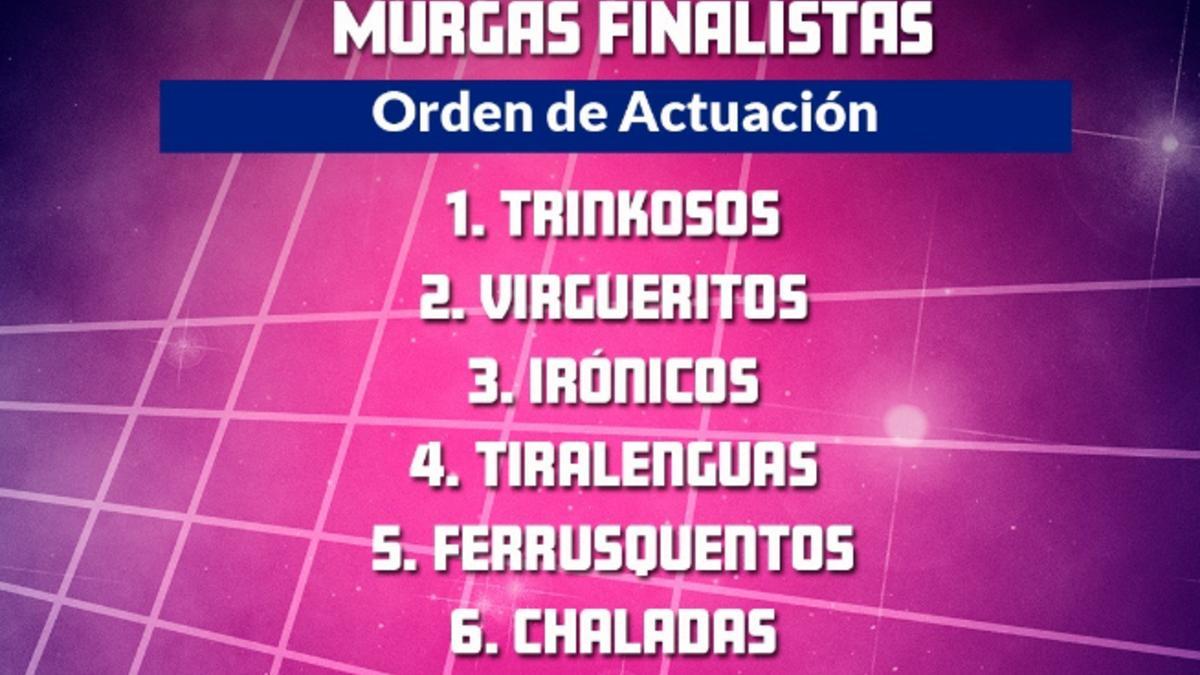 Cartel de murgas finalistas en el concurso del Norte de Tenerife.