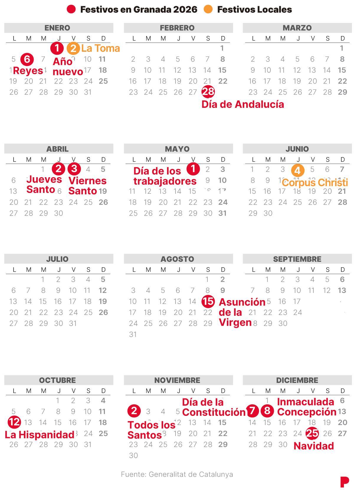 Calendario Laboral Granada 2026