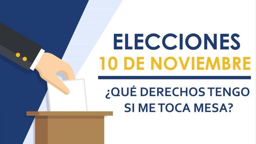 Elecciones 10N: ¿Qué derechos tengo si me toca estar en la mesa electoral?