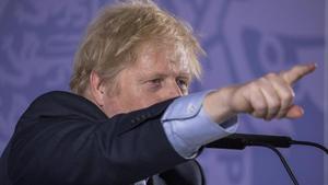 El primer ministro británico, Boris Johnson, durante el discurso que ha pronunciado este lunes.