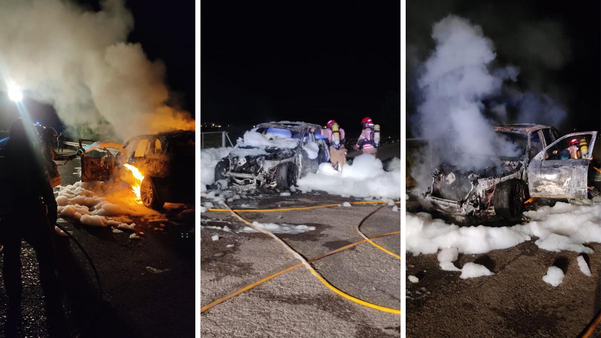Vídeo: Espectacular incendio de un BMW X5 en el camino Vora Riu de Castelló