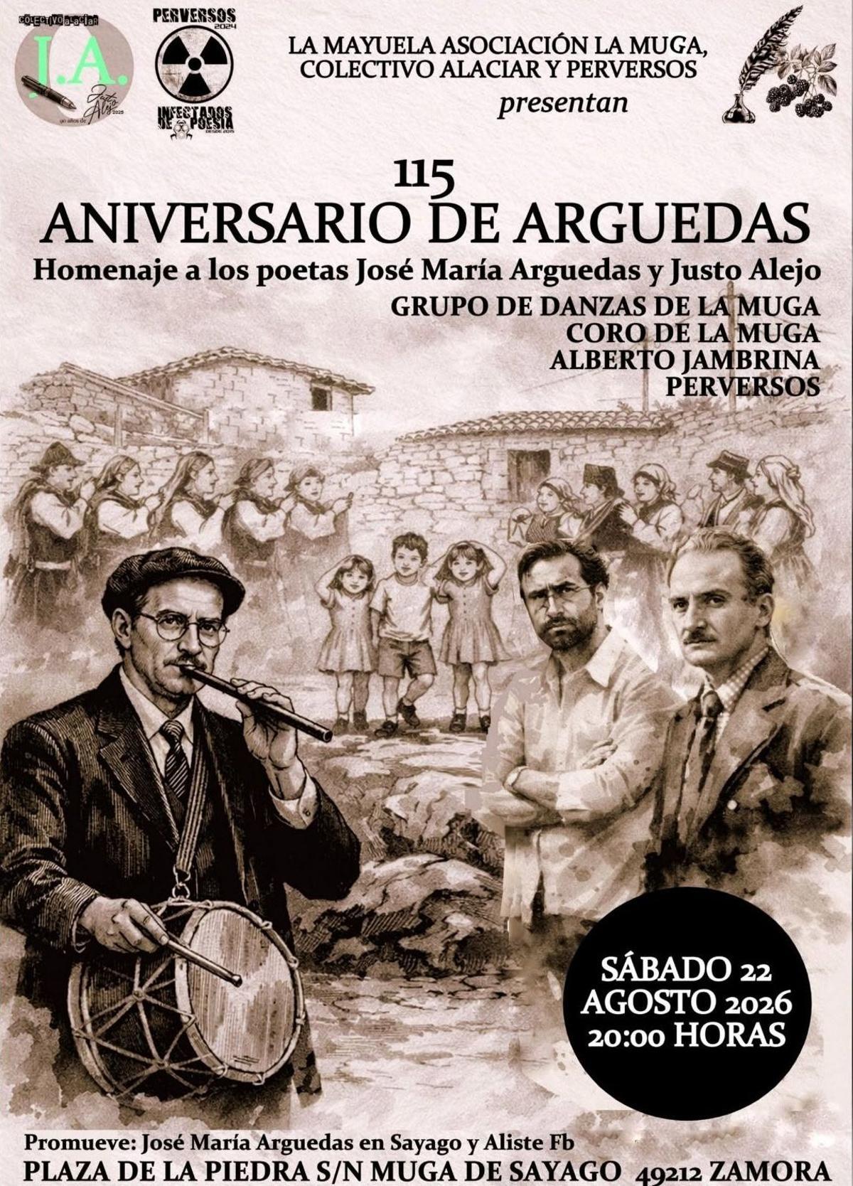 Cartel de actos en Muga