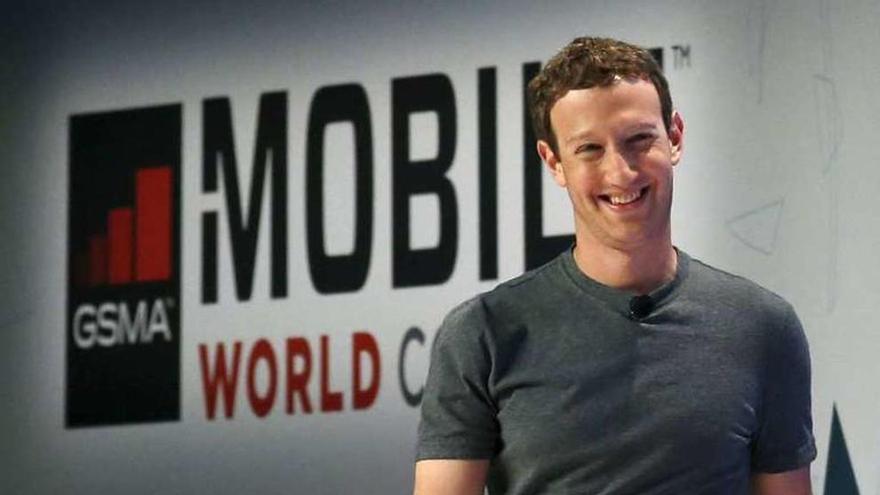 Zuckerberg, ayer, en el Mobile World Congress de Barcelona.