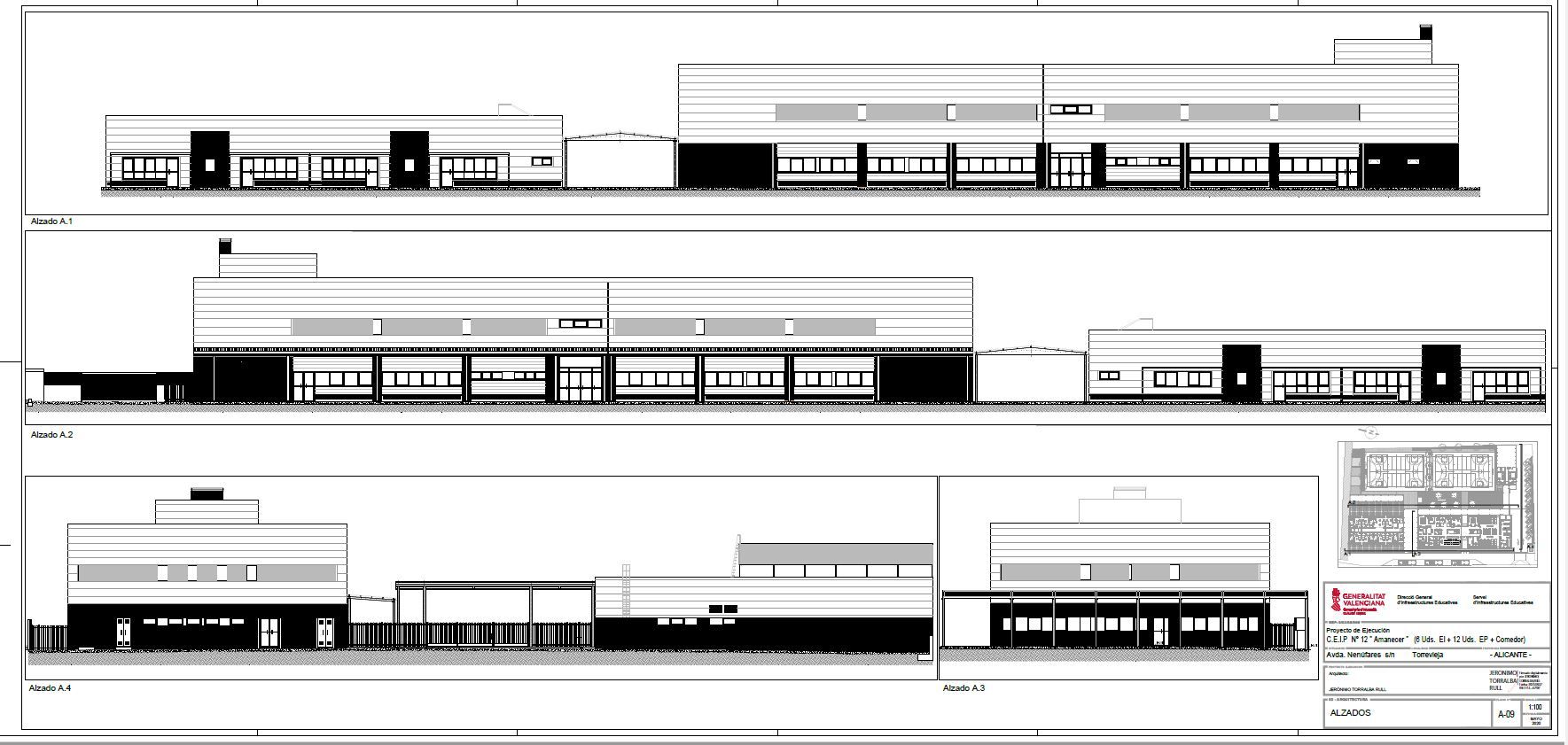 Plano de alzado del nuevo Colegio Amanecer de Torrevieja