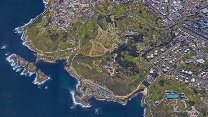 Imagen de satélite de las islas de San Pedro, frente a O Portiño.