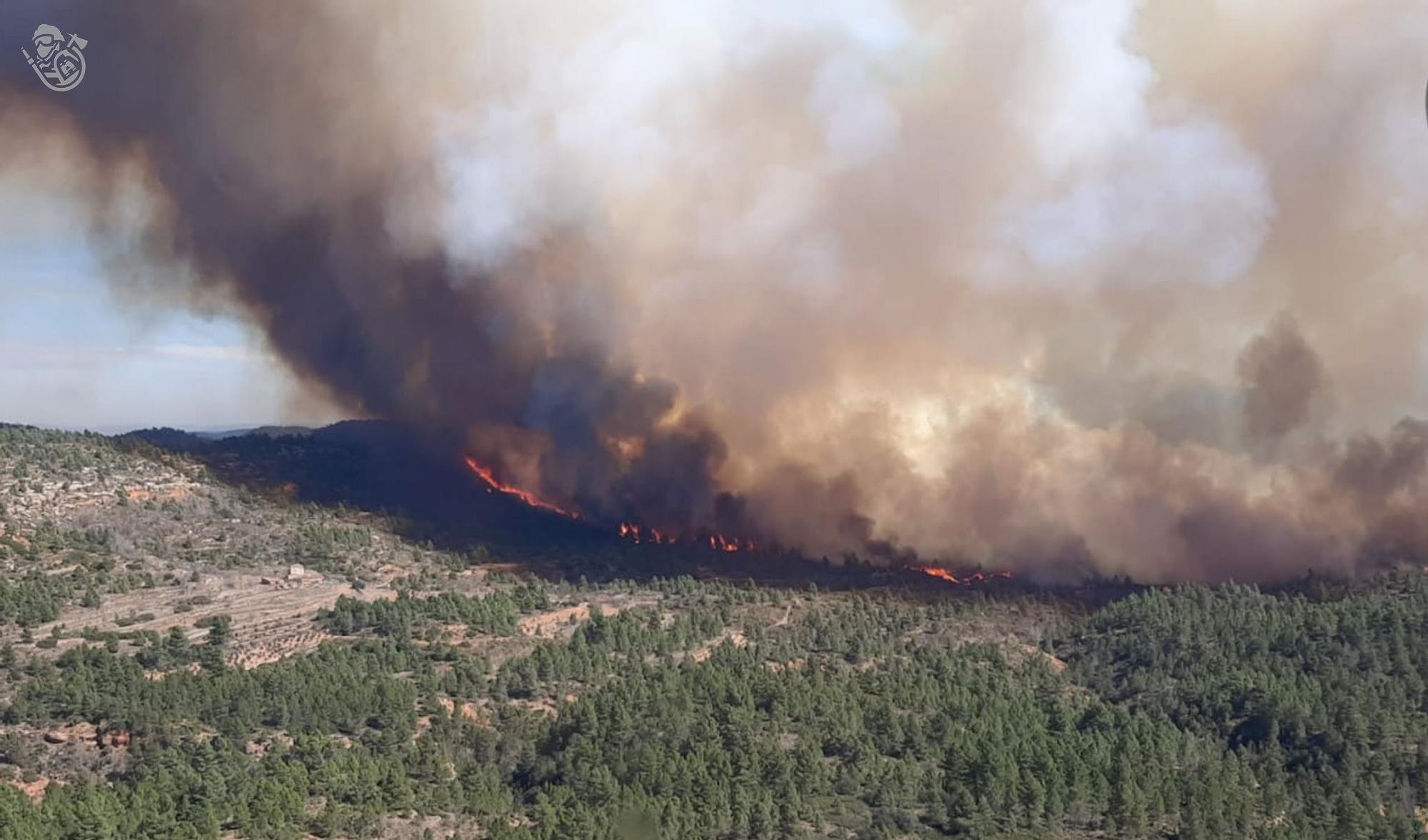 Incendio forestal en Villanueva de Viver