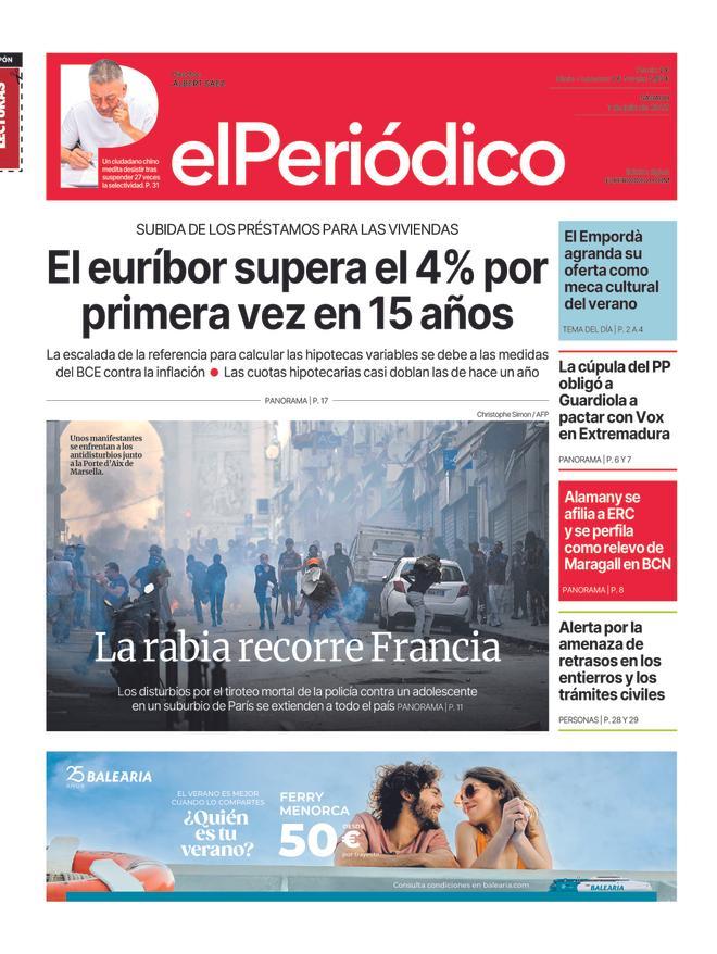 La portada d’EL PERIÓDICO de l’1 de juliol del 2023