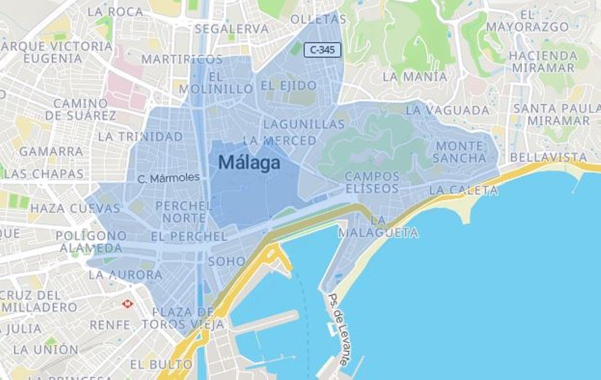 Plano de la ZBE de Málaga