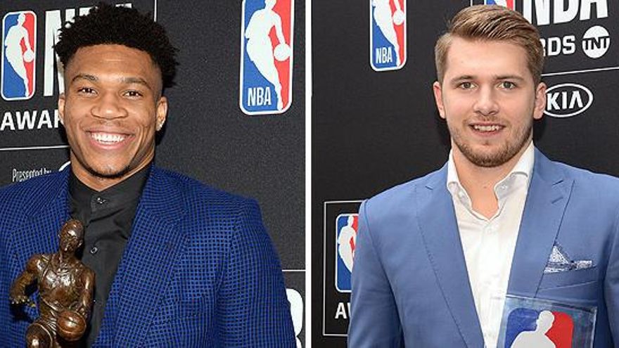 Giannis Antetokounmpo y Luka Doncic, Mejor Jugador y Rookie del Año en la NBA