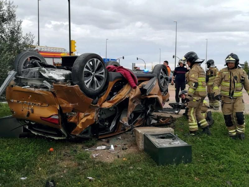 Aparatoso accidente en Valdespartera