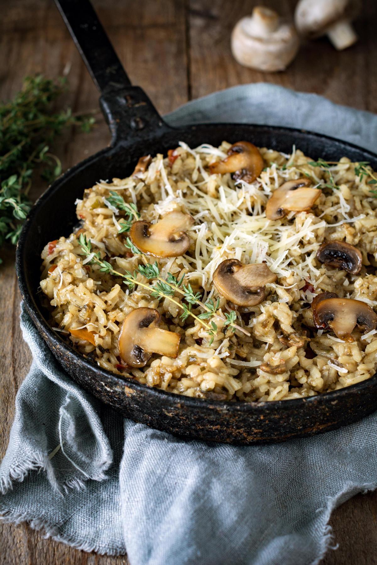 Risotto de champiñones.