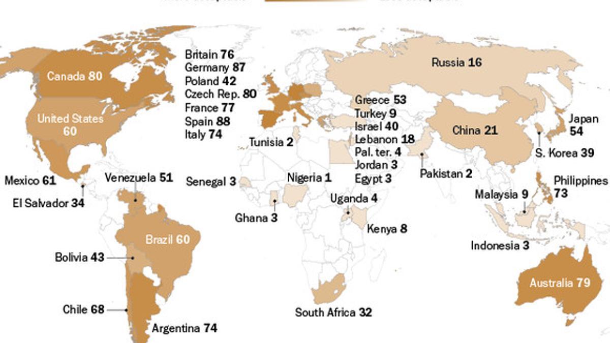 Mapa de la aceptación de la homosexualidad en el mundo