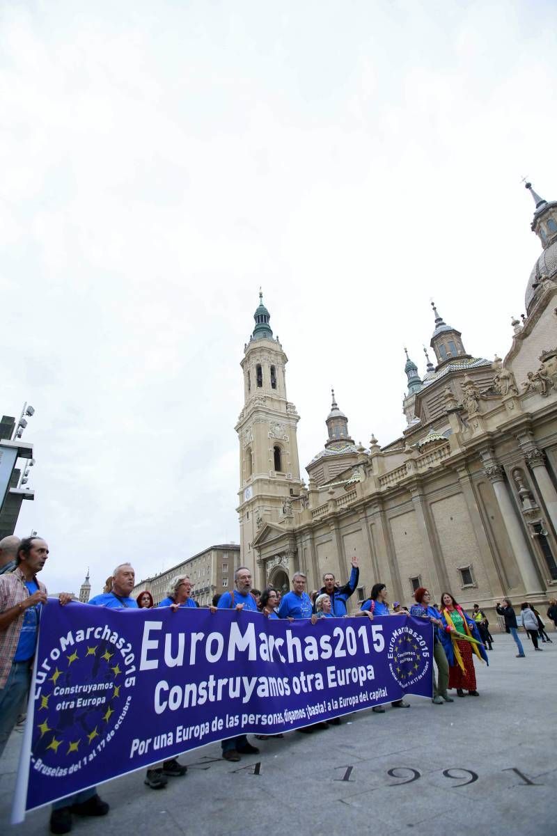 Parada de las Euromarchas en Zaragoza