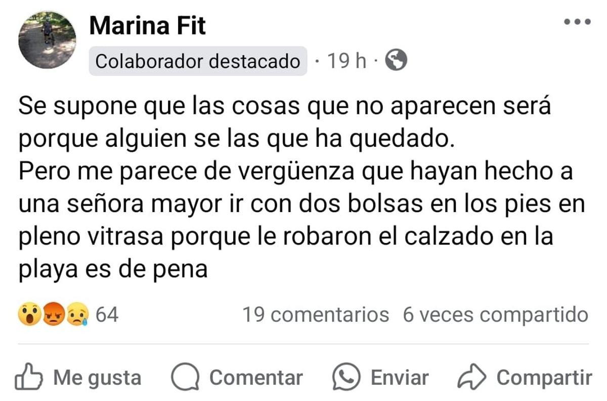 Marina Fit denuncia lo ocurrido en un grupo de Facebook