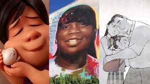 De izquierda a derecha: Fotogramas de los cortometrajes ’Bao’, de Disney+ ; ’Una canción de amor para Latasha’ y ’Si algo me pasa, os quiero’, de Netflix. 