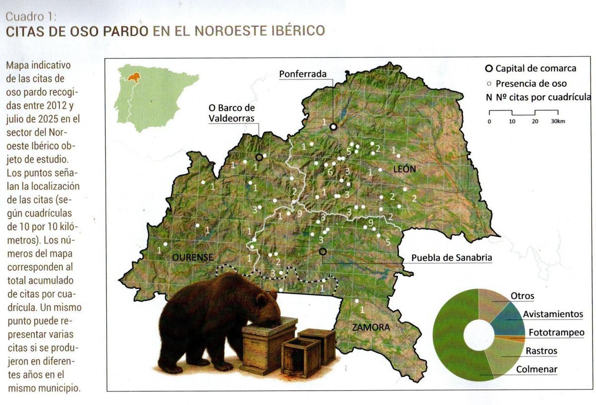 Mapa de la zona estudiada y localización de citas