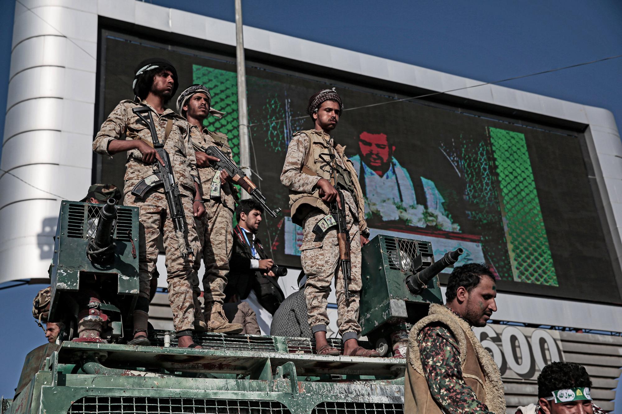 Soldados hutíes en una imagen tomada en Saná en octubre de 2021.