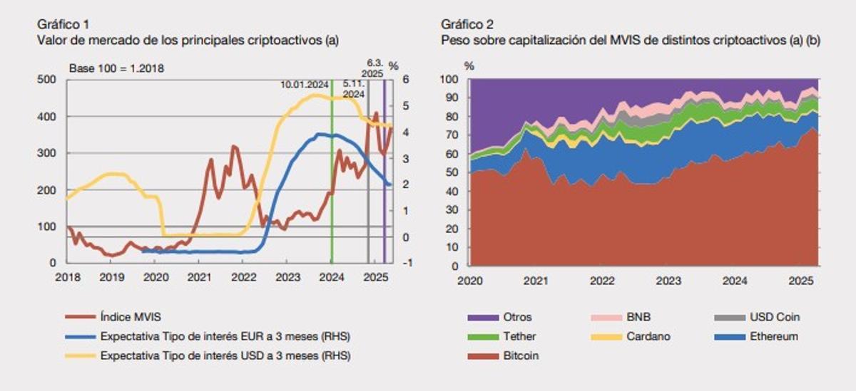 Un gráfico sobre los criptoactivos que figura en el informe del BCE