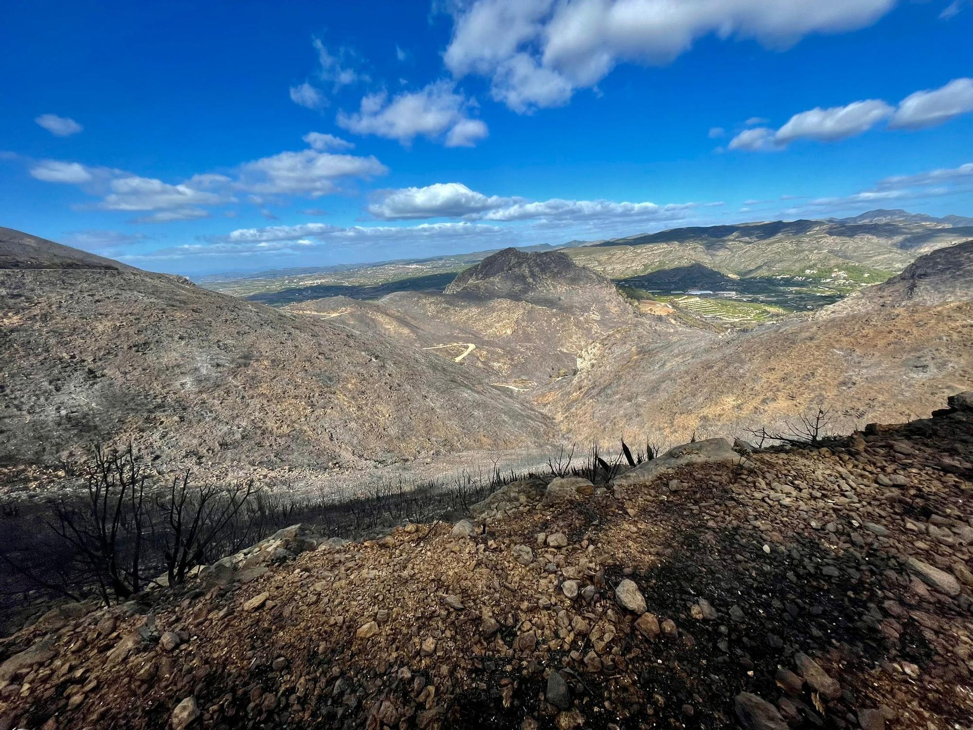 Impresionantes imágenes del incendio de la Safor desde Llocnou de Sant Jeroni