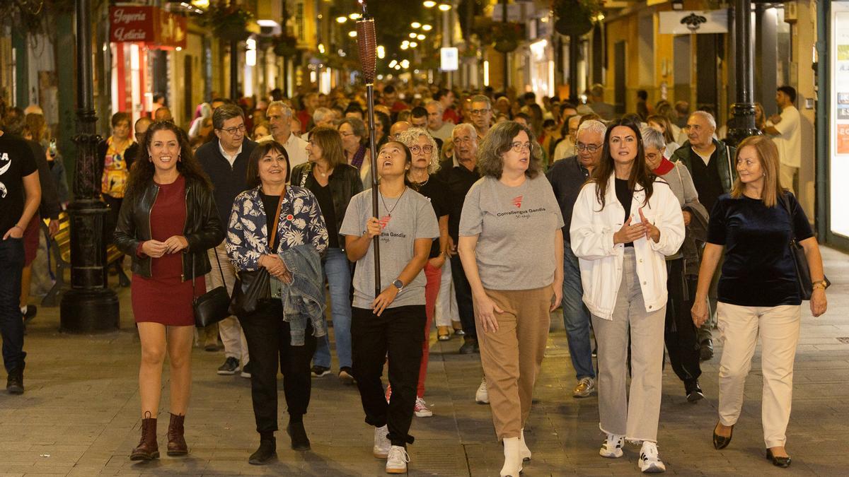 Un moment de la manifestació del 'Correllengua' de Gandia, dissabte passat.