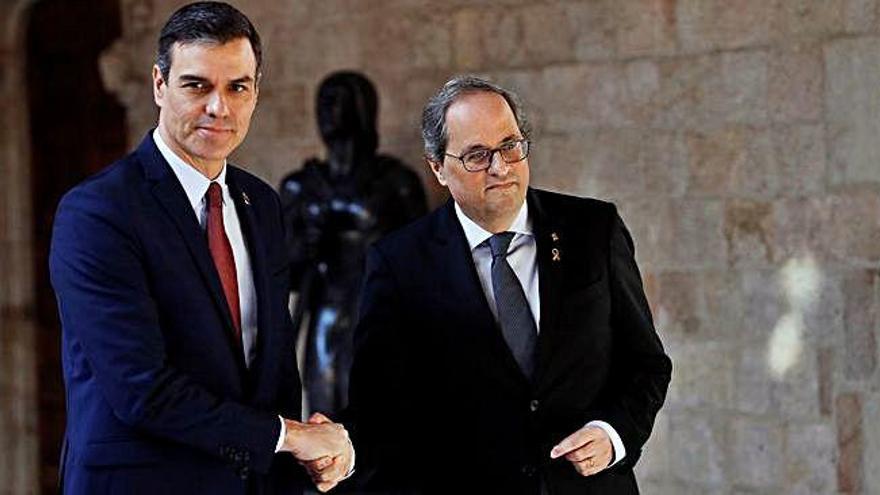 Pedro Sánchez i Quim Torra, al Palau de la Generalitat