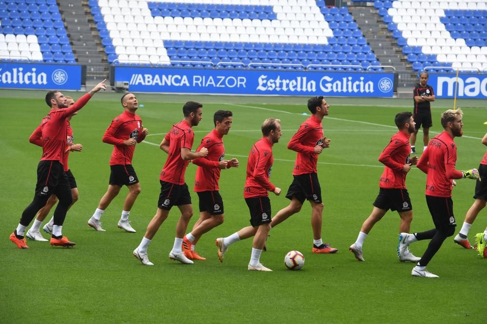 Sesión del Dépor antes de medirse al Granada