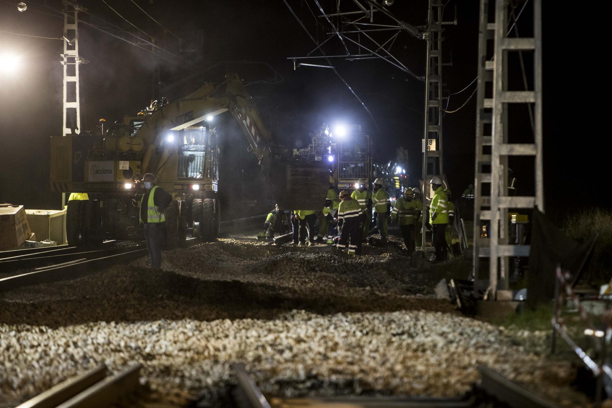 Las obras del tercer hilo en el corredor mediterráneo avanzan en la estación de Massalfassar