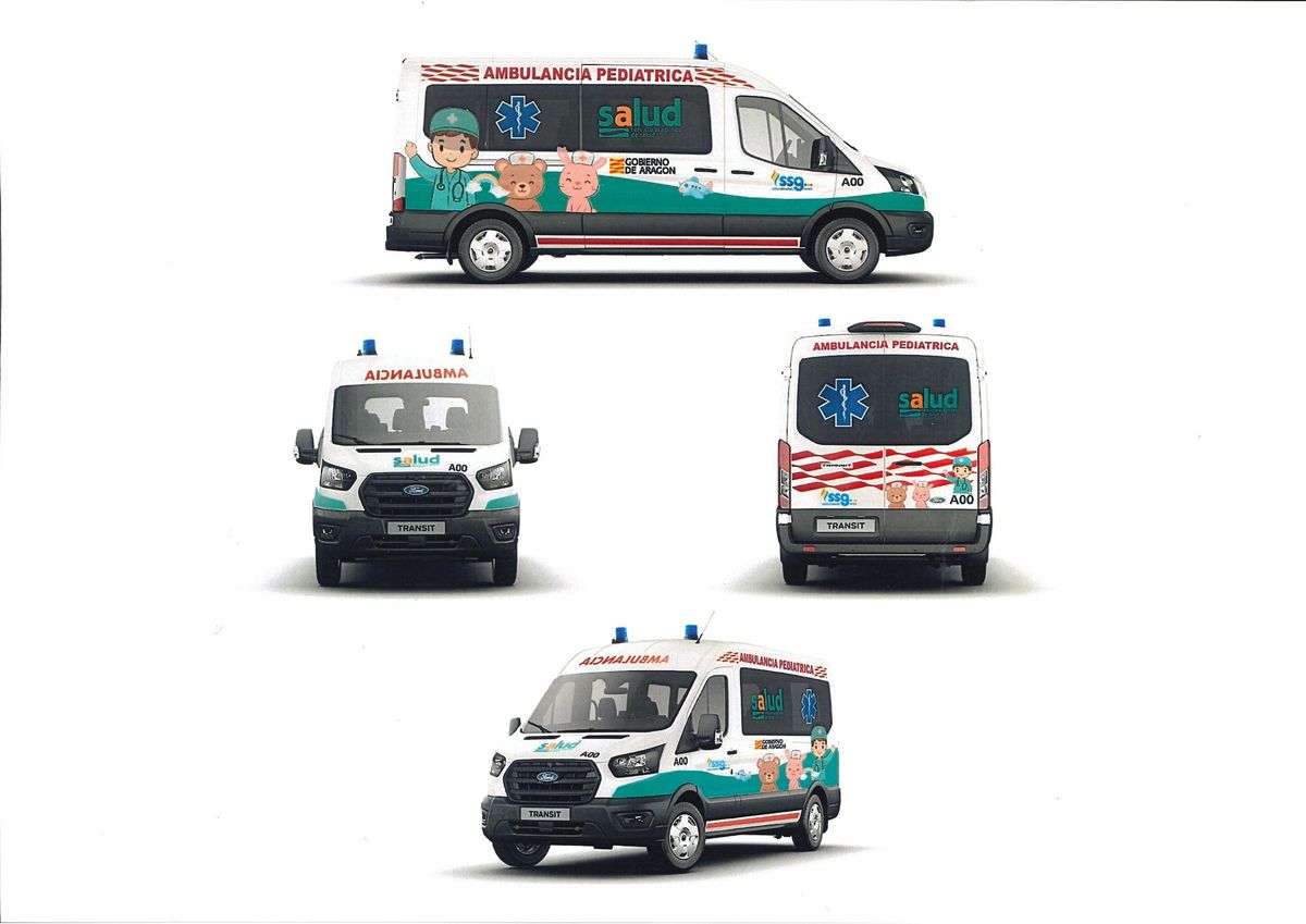 Recreación de las nuevas ambulancias pediátricas que circularán por Aragón a partir de septiembre.