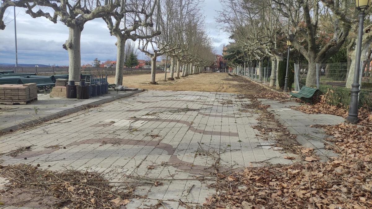 Paseos de la Mota en Benavente, a la espera de que se retome su renovación.