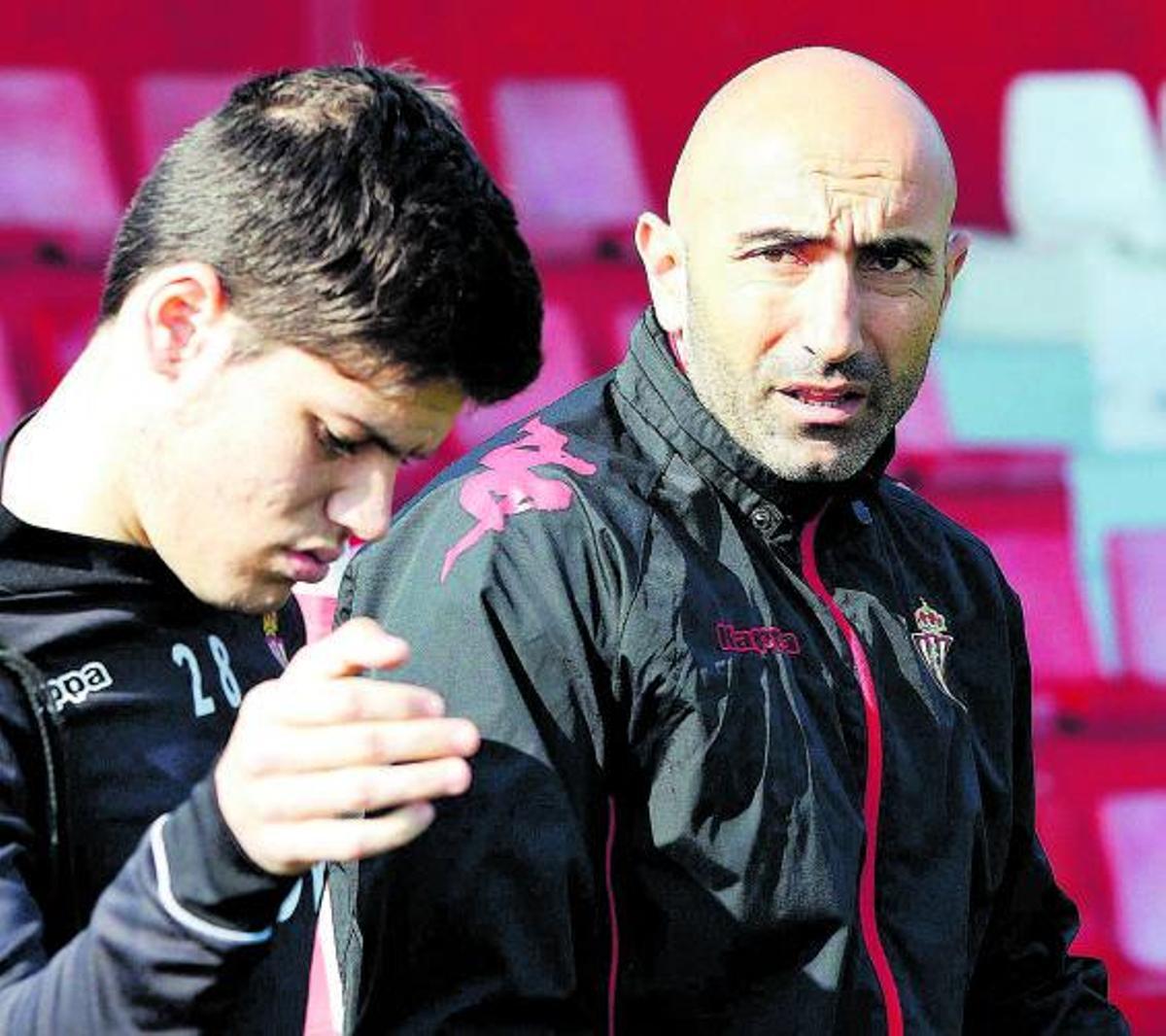 Jorge Meré y Abelardo, durante la etapa en la que coincidieron juntos en el Sporting. | LNE