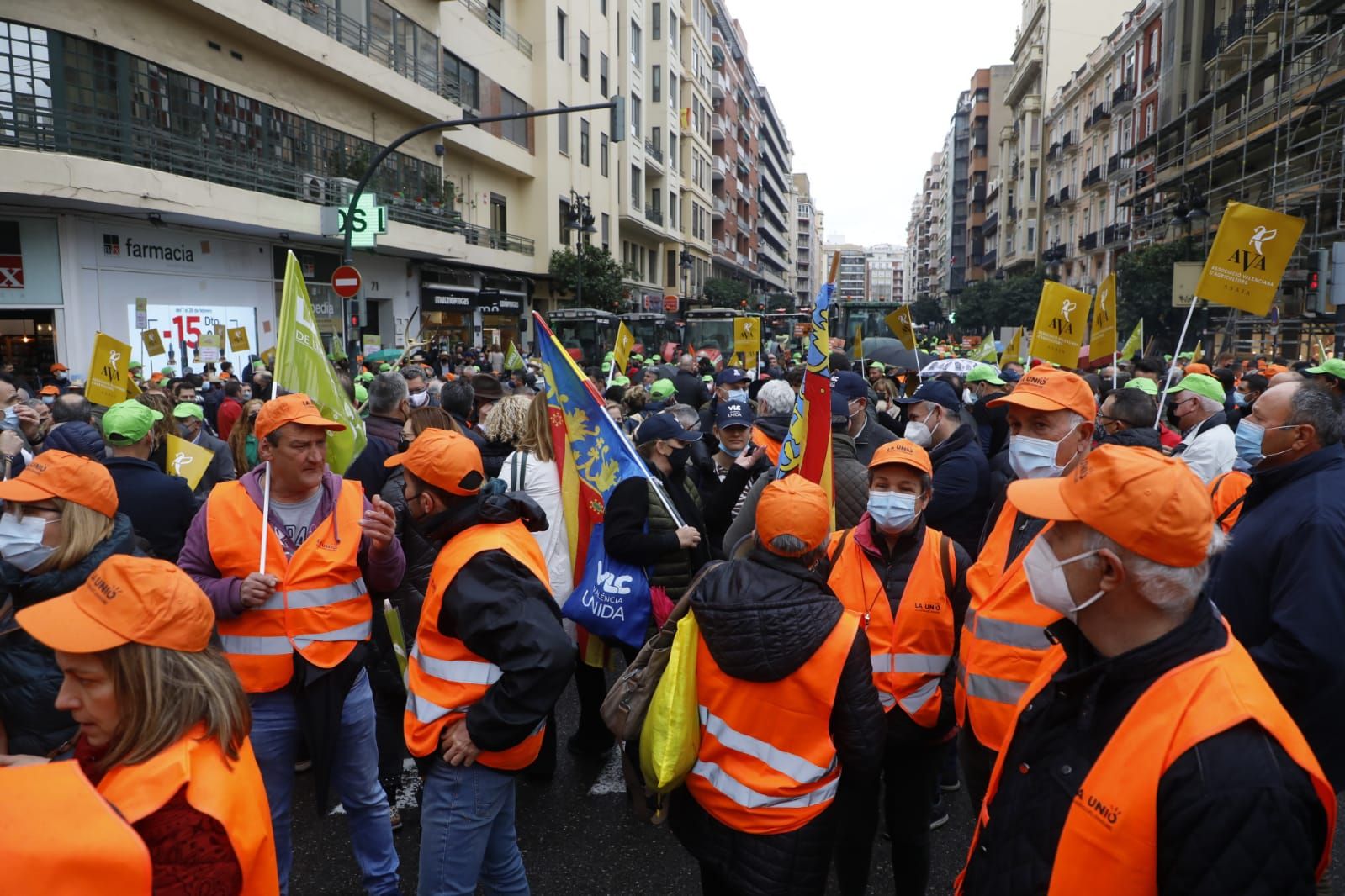 Protestas de los agricultores en las calles de València por la situación del campo