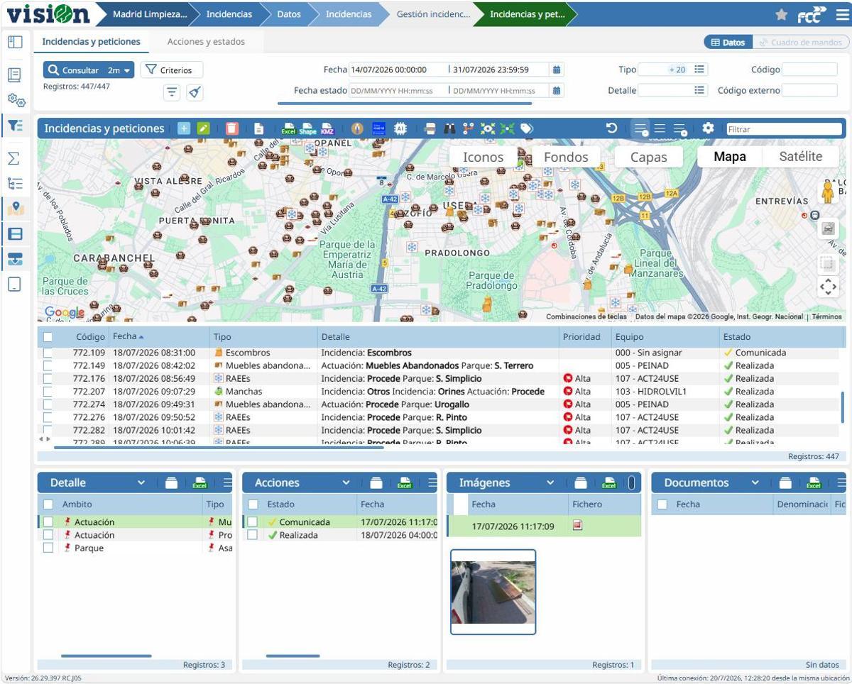 VISION centraliza la información de los servicios y permite seguimiento en tiempo real.
