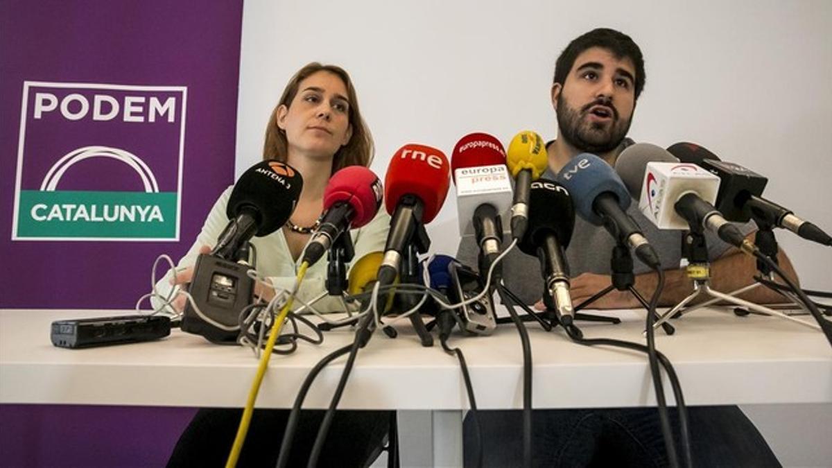 Los portavoces de Podem Catalunya, Jéssica Albiach y Marc Bertomeu.