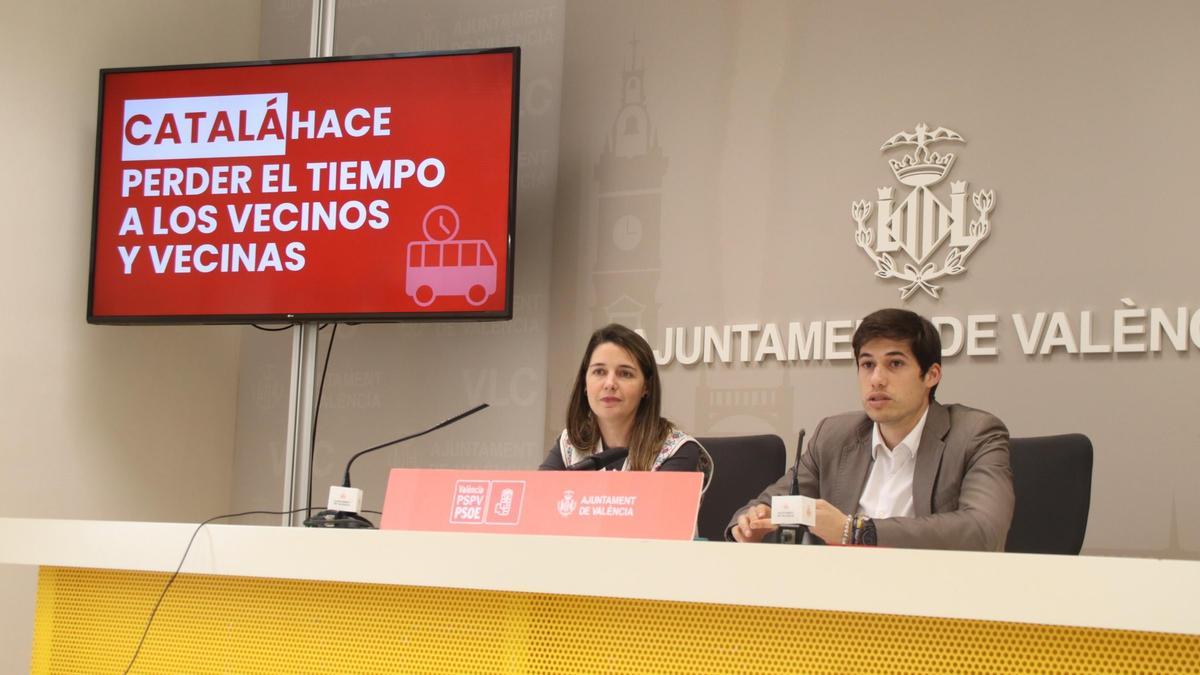 Borja Sanjuán y María Pérez en la rueda de prensa de hoy
