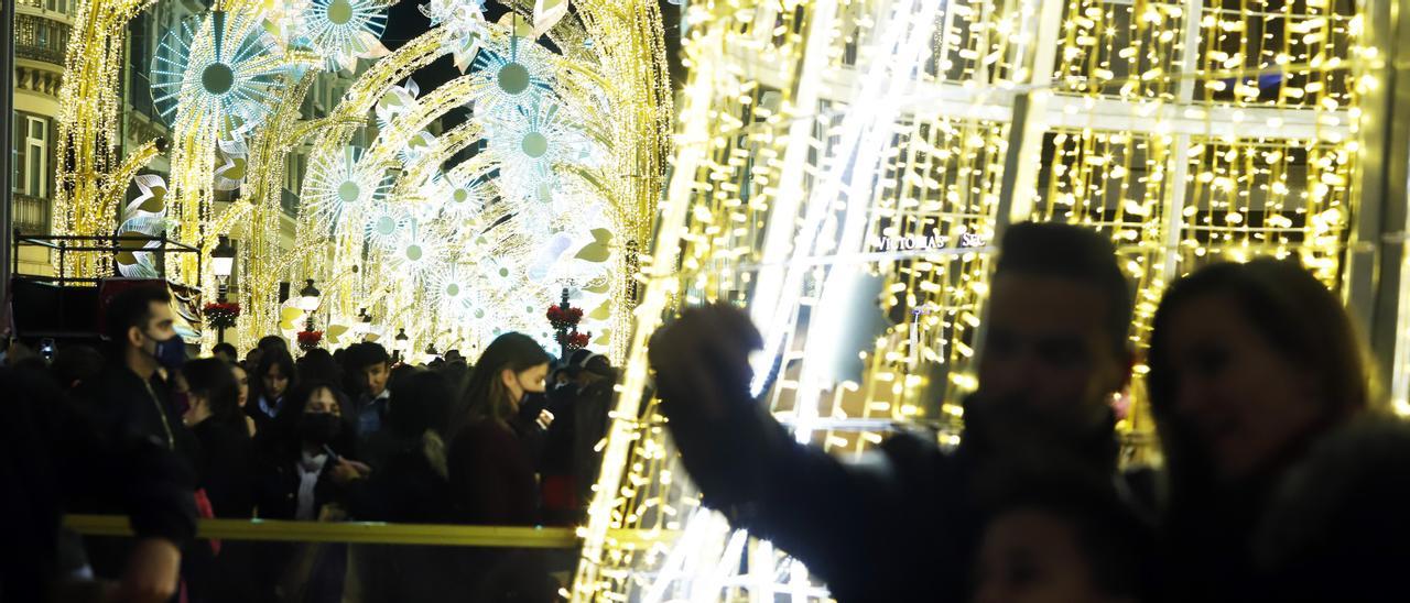 Encendido de las luces de Navidad en Málaga, en 2021.