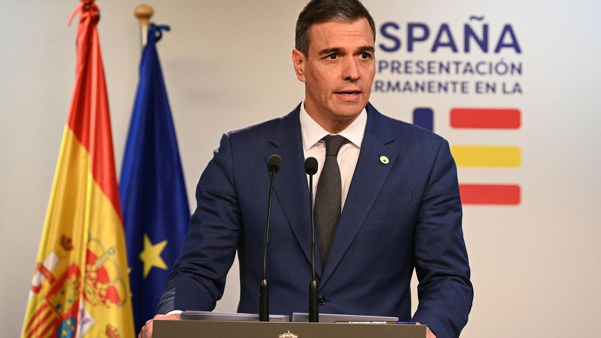 El president del Govern, Pedro Sánchez durant una roda de premsa.