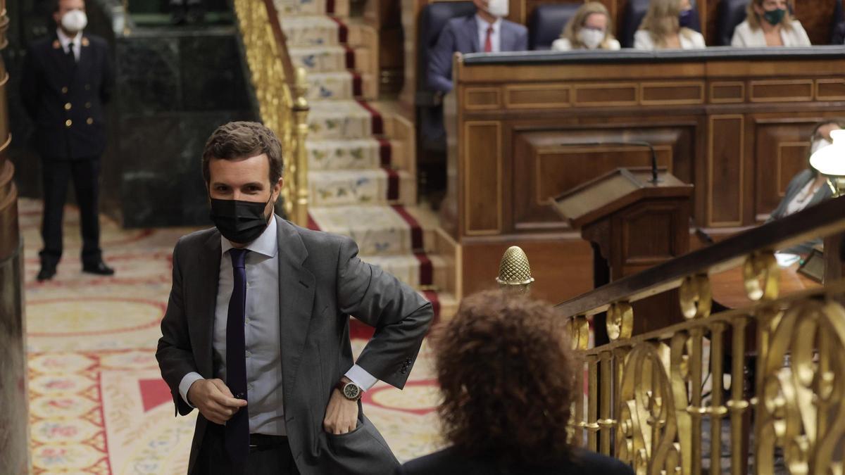 El líder del PP, Pablo Casado, en una sessió de control al Govern en el Congrés dels Diputats, a 29 de setembre de 2021, a Madrid, (Espanya).