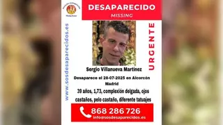 Buscan a Sergio, un hombre de 39 años desaparecido en Alcorcón desde hace más de 10 días