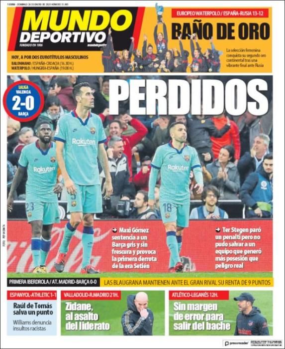 Portada MUNDO DEPORTIVO domingo 26 enero 2020