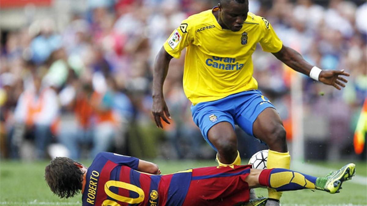 Wakaso, de la UD Las Palmas, durante el partido ante el FC Barcelona en Liga