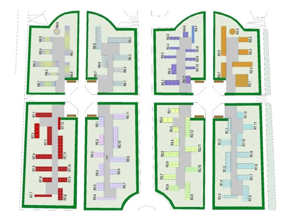 Mapa de la Rosaleda del Parque Grande de Zaragoza.