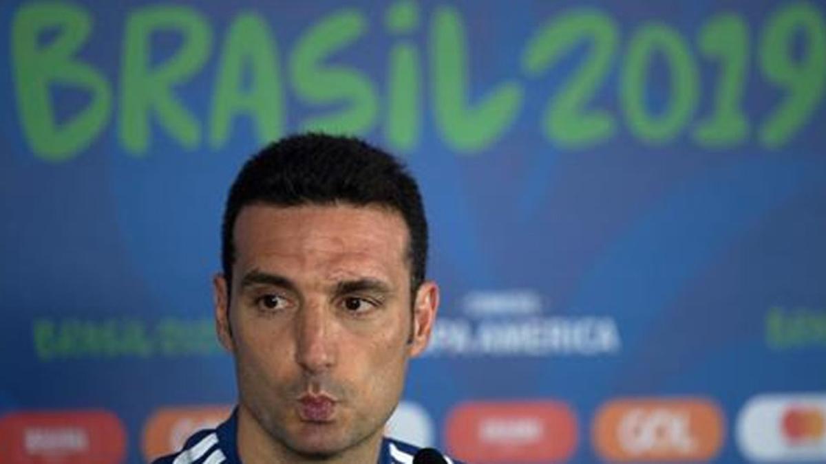 Lionel Scaloni, en un momento de la rueda de prensa previa al Argentina - Paraguay de la fase de grupos de la Copa América