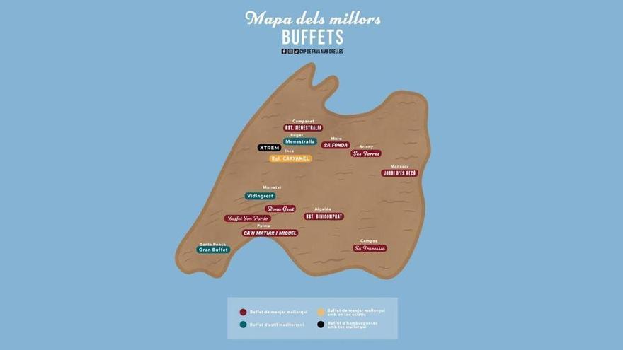 Este es el mapa de los bufets más populares de Mallorca: de comida mallorquina a propuestas asiáticas