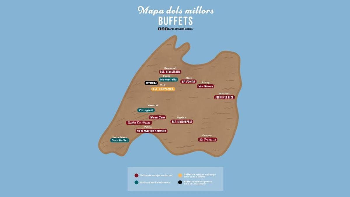 Este es el mapa de los buffets más populares de Mallorca, según Cap de Fava amb Orelles