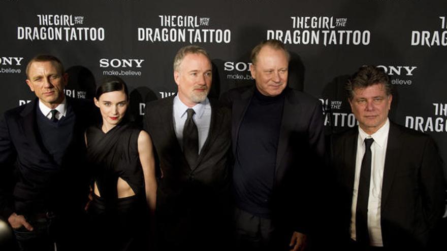 Fincher, en la premiere de &quot;La chica con el tatuaje del dragón&#039;.